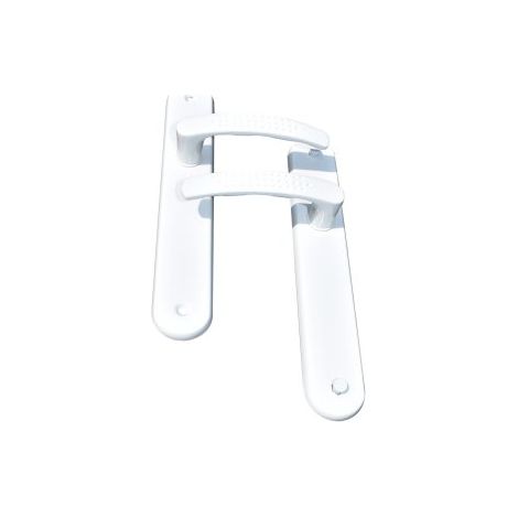 Quincadeco – Poignée de porte d'intérieur blanche sans trou – Aluminium époxy – Entraxe 195mm – Carré 7mm pour portes 38 à 46mm
