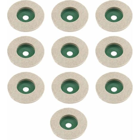 Lot de 10 disques de polissage en feutre de laine pour meuleuse d'angle en céramique, marbre, bois, 97 mm (1/5)