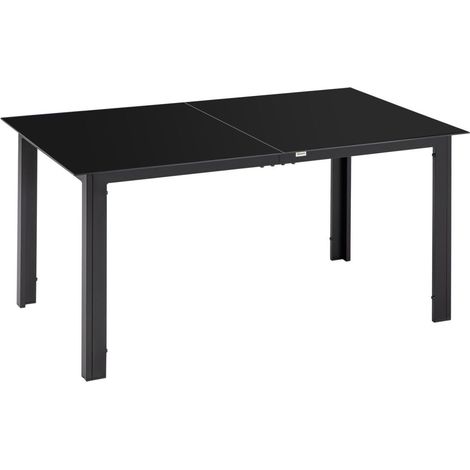 Table de jardin, table à manger de jardin pour 6 personnes, table de patio avec plateau en verre, table de fête en aluminium, ta (1/3)