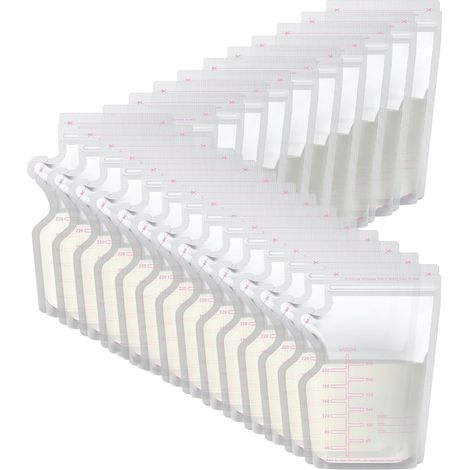 Lot de 30 sachets de conservation de lait maternel 250 ml avec bec verseur, sans BPA, pour allaitement et congélation (1/3)
