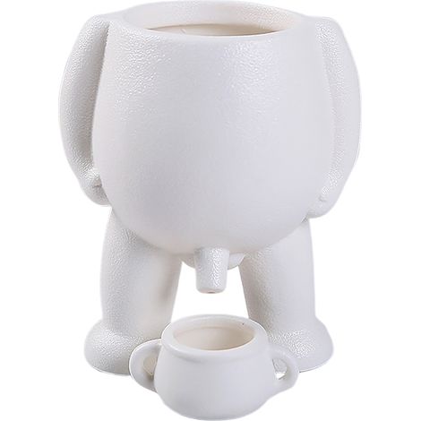 Maceta decorativa de cerámica creativa y figurativa para plantas de interior: jarrón en miniatura con forma de suculenta artificial decoración de escritorio blanca con caja de presentación (32 x 18 cm (1/3)