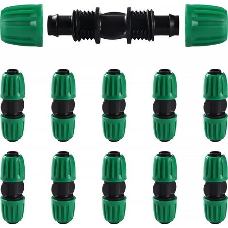 Raccords Irrigation Goutte à Goutte 16mm Droits Connecteur Tuyau Arrosage Jardin Pelouse Vert Lot de 10 Pièces Adaptateur (1/5)