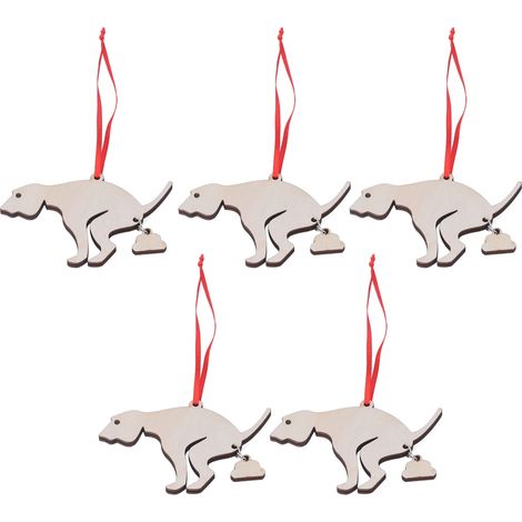5 Pièces Miniatures de Décorations de Noël pour Maison de Poupée - Chien et Accessoires Écologiques pour Fenêtres et Portes en Bois (1/5)