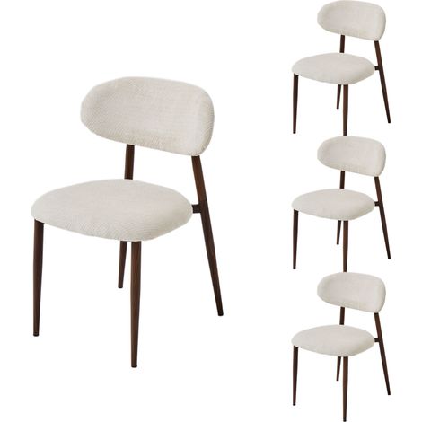 PPkrimnel Lot De 4 Chaises À Manger Beige Avec Pieds Noyer
