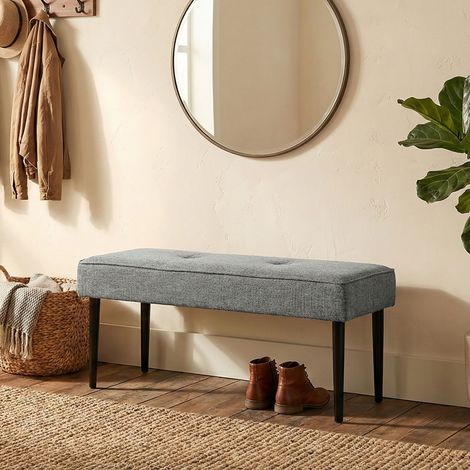 Banc 100x36x48 cm en tissu beige et noir - NAZCA (1/5)