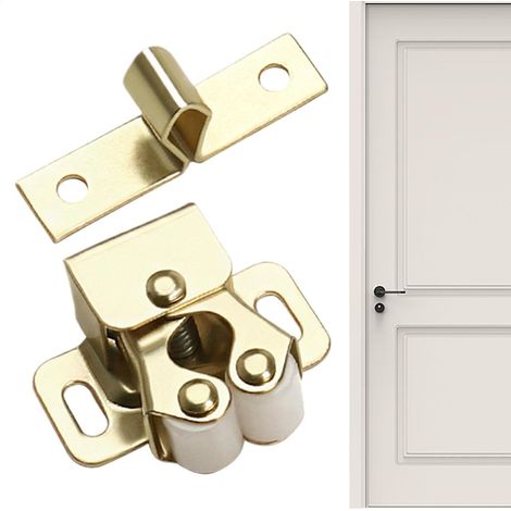 Chiusure per porte in acciaio inox - Chiusure a molla per armadi - Ferramenta a doppio rullo - Set da 16 pezzi color oro (1/5)