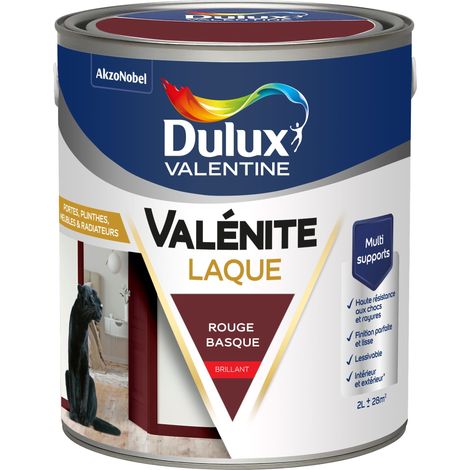 Dulux Valentine – Peinture laque Valénite acrylique 2L – Finition lisse et uniforme – Haute résistance aux chocs et lessivage – Brillant rouge basque