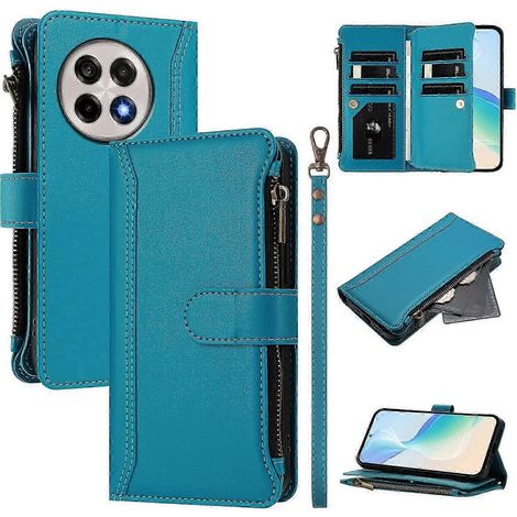Étui portefeuille en cuir compatible avec OnePlus Ace 5 Pro 5G / OnePlus 13R 5G, 9 emplacements pour cartes, fermeture éclair et fonction support. (1/5)