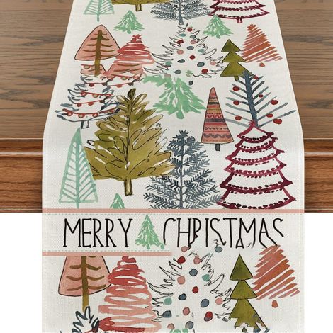 Chemise De Table - Lin - 13 X 72 Pouces - Pour Décoration De Table De Noël Et Événements Saisonniers - 1 Pièce (1/5)