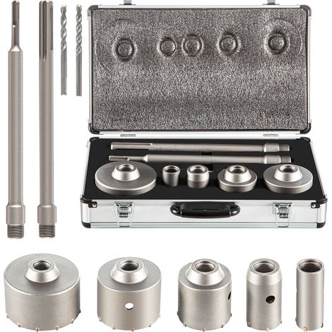 Mophorn Beton-Lochsägen-Set, 30-100mm SDS Plus/Max Mauerlochfräser-Set mit 11,8" Stange für Ziegel, Beton, Stein, Mauerwerk, Fliesen