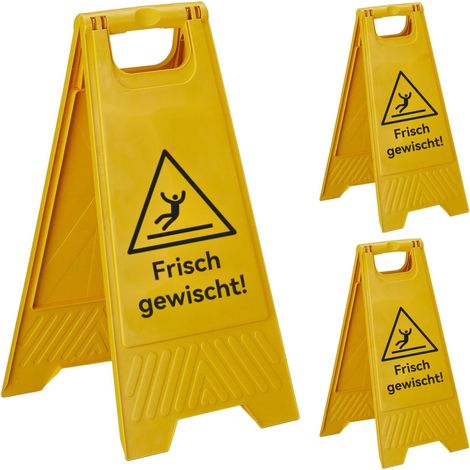 Set di cartelli per pavimenti bagnati, confezione da 3, pieghevoli, bifacciali