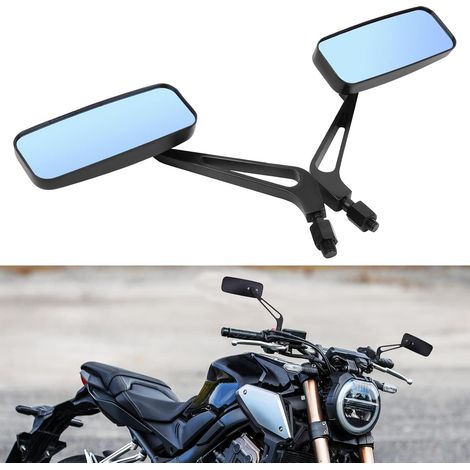 Specchietti laterali rettangolari da 8 mm e 10 mm per motociclette, adatti a cruiser, scooter, moto modificate e moto da turismo. (1/5)