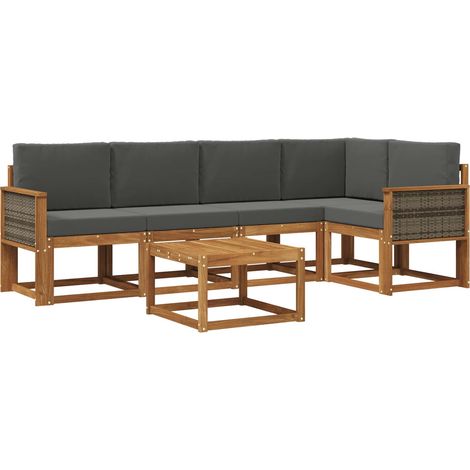 Outdoor Sofa Set 6 pcs Natural and Anthracite Solid Acacia Wood vidaXL