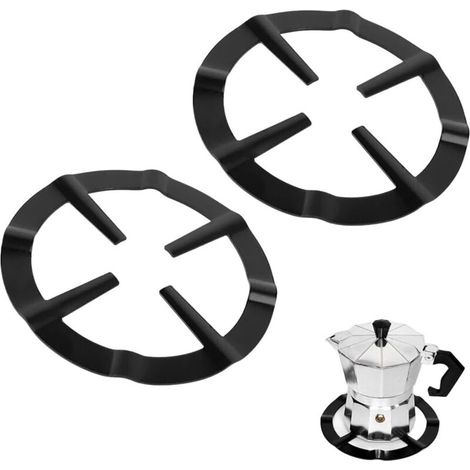 Lntyq Lot de 2 Supports en Fonte pour Moka, Réducteur de Gazinière, Diffuseur de Chaleur pour Cuisinière à Gaz, Accessoire de Cuisine pour Cafetière