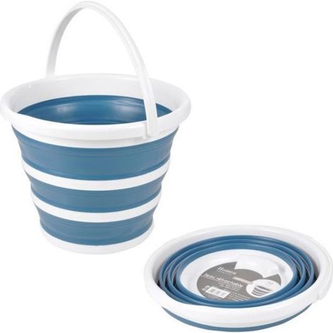 Seau retractable 10L blanc bleu paon (1/2)