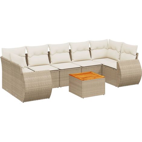 Maison Exclusive - 8-tlg. Garten-Sofagarnitur mit Kissen Beige Po