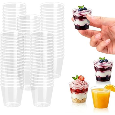 Verrines Shooter Plastiques, Verres à Shot Réutilisables, Gobelet Plastique, Transparent Verres à Liqueur en Plastique, pour Cocktails, Jus de Fruits, Mariage, Fêtes (1/5)