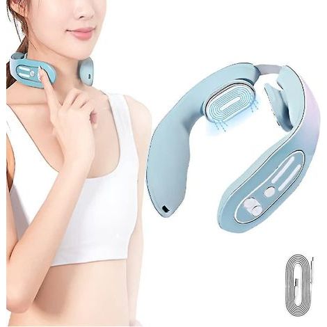 Appareil de massage lymphatique et d'acupuncture cervicale EMS, masseur cervical intelligent avec chaleur, massage cervical par impulsions électriques, 4 modes et 12 niveaux, pour femmes - boîte coule (1/5)