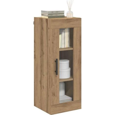 Étagère Murale en Chêne Massif avec Crochets, Meuble de Rangement Suspendu 34,5 x 34 x 90 cm, Décoration Rustique pour Entrée, Salon ou Cuisine (1/5)