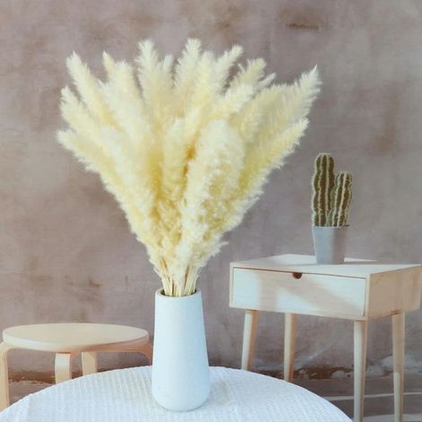 Lot de 15 herbes de pampa artificielles, grands roseaux pelucheux déco bohème pour vase, mariage, maison, salon, cuisine ou bureau (1/5)