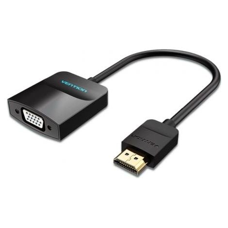 Conversor Vention 42444/ HDMI Macho - VGA Hembra/ Jack 3.5 Hembra/ 15cm/ Negro