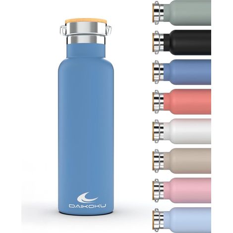 Gourde Isotherme 500ML Bouteille d'Eau en Acier Inoxydable Étanche Isolation Thermique à Double Paroi Maintient les Boissons Froides ou Chaudes Pendant Heures Bleu (1/5)