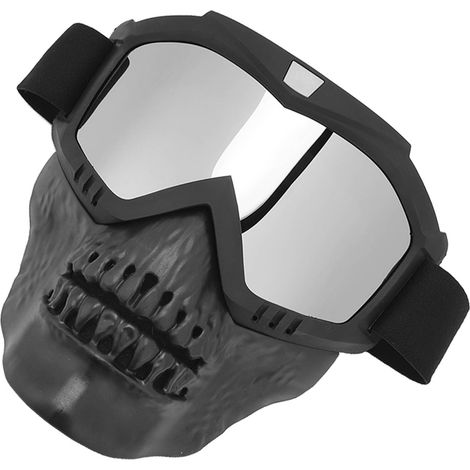 Lunettes de casque de moto à tête de mort pour motocross, quad et course tout-terrain, unisexe, argentées (1/5)
