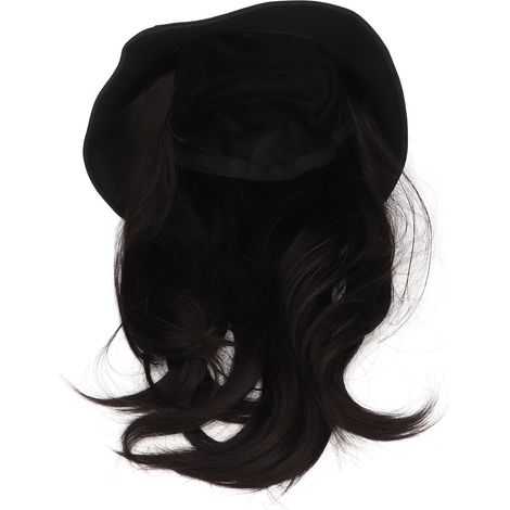 Perruque Femme Chapeau Intégré Cheveux Droits Marron Noir, Fibre Haute Température Mat, Extension Amovible Lot (1/5)