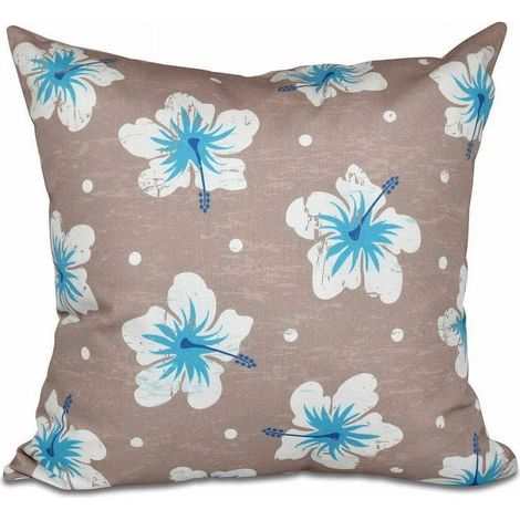 Coussin à imprimé floral Hibiscus Blooms 16" x 16",Convient pour les canapés, les patios, les jardins extérieurs, les salons et la décoration de style campagnard (1/5)