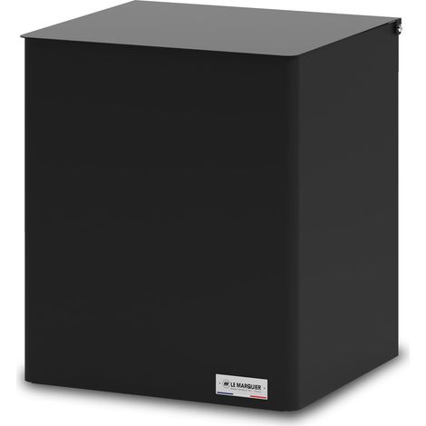 Le Marquier – Coffre à granulés en acier peint noir – Couvercle rabattable – Dimensions 40 x 35 x 45 cm – Pour bois d'allumage (1/2)