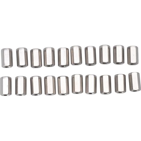 Écrous de raccord M5 argentés x20, kit inox hexagonal, visserie de fixation pour décoration intérieure (1/5)