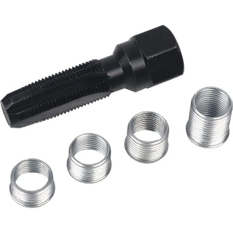 Kit de réparation filetage bougies M14 x 1,25 – 5 pièces – Alésoir 14 mm en acier au chrome vanadium – Résistant à l'oxydation