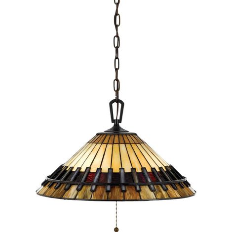 Elstead - Luminaire suspendu Tiffany à 3 ampoules, bronze vintage, E27 (1/5)