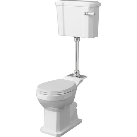 Madeley Traditional Comfort Height Toilet Pan with Mid Bramshall Cistern, Flush Pipe Kit & Soft Close Seat in White by Balterley (1/5)