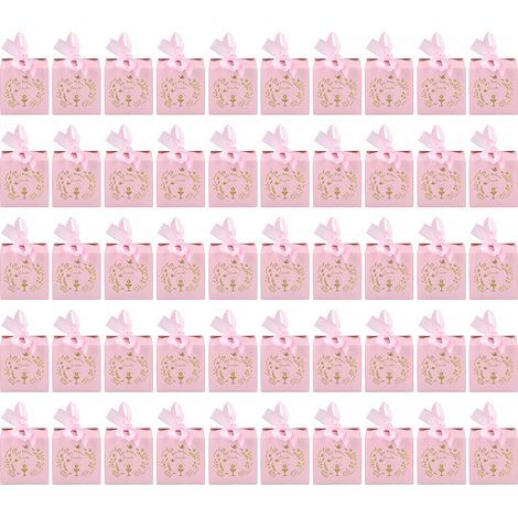 50 pièces Boîtes à Cadeaux en Papier pour Bonbons - Idéal pour Mariage, Anniversaire et Fêtes - Rose Décoratif (1/5)
