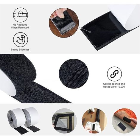 Großes, extra starkes Klebeband (5 m × 50 mm), doppelseitiges Klettband auf Rolle, ideal zum Organisieren und Zusammenbauen von Gegenständen in Haus und Büro. (1/3)