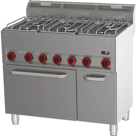 Fourneau combiné avec four à air chaud électrique GN 1/1 - 5x brûleur REDFOX - SPT 90/5 GL - REDFOX