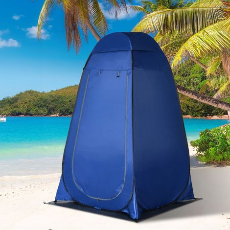 Tente camping douche plage porte zippée sac transport foncé - Dimensions: 126x124x189 cm - Couleur: Bleu