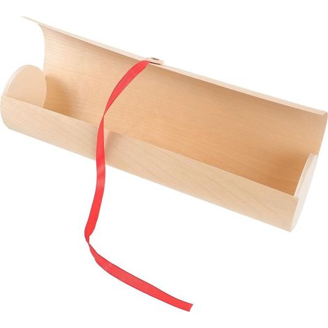 Coffret en Bois Naturel pour Bouteille de Vin avec Couvercle Facile à Ouvrir et Fermer, Boîte de Rangement Beige Design Rustique, pour Présents et Décoration (1/5)