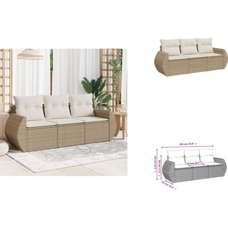 Salon de jardin avec coussins 3 pcs beige résine tressée - Salon De Jardin - Mobilier De Jardin - Salon Extérieur - Ensemble De Canapés - Canapé D'extérieur (1/3)