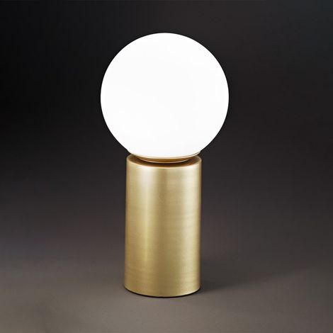 Lampada Birillo da tavolo in metallo oro spazzolato attacco E14 touch e dimmerabile d.9cm (1/2)