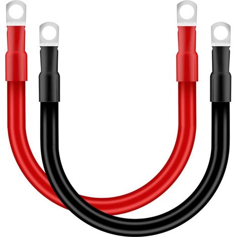 Câble de batterie automobile 20 mm² x 30 cm, calibre 4 AWG, câble pour convertisseur de batterie 12 V avec cosse à œillet M10 pour camion, voiture, moto, bateau, solaire, rouge et noir, lot de 2 (1/4)