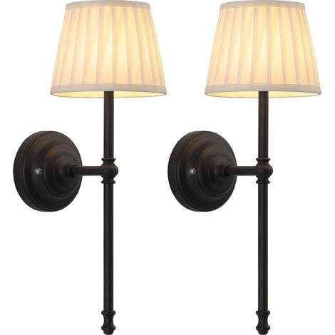 Juego de 2 apliques de pared negros, LED, portátiles, recargables, con mando a distancia, estilo moderno.