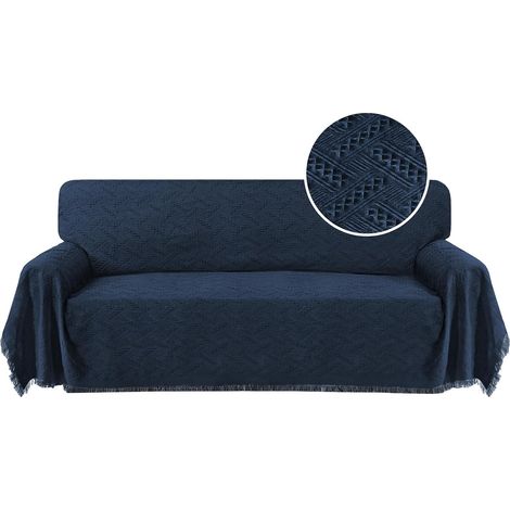 Sofa Cover for 1, 2, 3, or 4 Seater Sofas, Stretchable Sofa Towel Decoration, Bed Cover, Sofa Cover, Sofa Furniture Cover, Suitable for Children, Dogs, and Cats (X-Large, Navy Blue) (1/5)