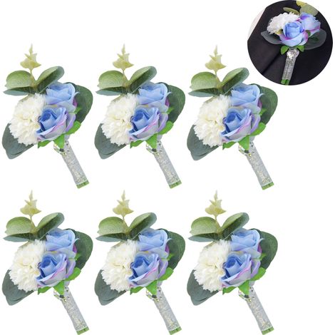 Rosa Artificial - Boutonniere Y Corsage Para Boda - Flores De Seda - Conjunto Para Promociones Y Fiestas Formales - 1 Unidad (1/5)