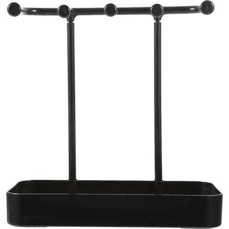 Présentoir à colliers, organisateur de bracelets et bagues, plateau de rangement pour boucles d'oreilles, porte-clés multifonction-21.2X20X9.7-Black (1/3)