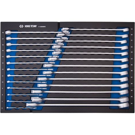 Clé mixte longue et légère – Lot de 26 clés métriques 6-32mm – Pour travaux mécaniques – Module mousse + PP – King Tony (1/2)