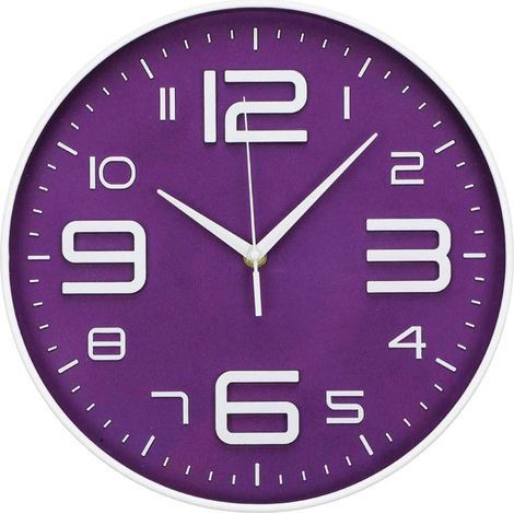 30 cm/12 Zoll Wanduhr, geräuschlos, kein Ticken, modern, batteriebetrieben - analog, klein und klassisch für Büro, Zuhause, Wohnzimmer, Badezimmer, Schlafzimmer, Küche, Schule (lila) (1/5)