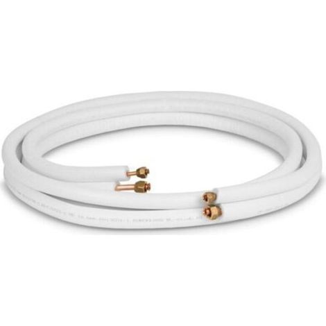 Tuyauterie en cuivre – 1/4” + 3/8” / 6 mètres de tuyauterie de réfrigérant avec écrous – coupe sur mesure disponible – convient aux unités de 9000/12000 BTU – conseils d'installation professionnels fo