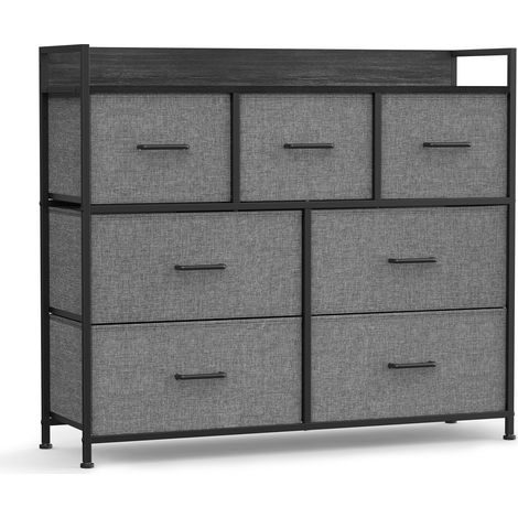 Songmics – Commode 7 tiroirs en tissu – Cadre en métal – Dimensions 28,5 x 98 x 85 cm – Gris ardoise et anthracite – Capacité 71 kg (1/5)